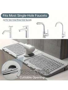 1pc Silicone Faucet Drip Pad, Protective Mat, Sink Splash Guard, Anti-Slip Water-Repellent Drying Mat, Trimmable Size, Suitable For Various Faucet Styles, Kitchen, Bathroom, Homestay, Hotel - Multicolor - View 4