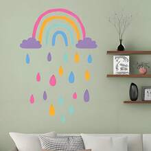 1set Rainbow Pattern Wall Sticker, Colorful Raindrop Self-Adhesive Paper, Suitable For Home Decoration, Room Decoration, Wall Decoration, PVC Waterproof Material, Removable - Self-adhesive - View 4