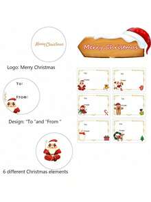 120pcs Christmas Gift Labels Stickers, Writable Self-Adhesive Multi-Purpose Holiday Decorative Labels, Suitable For Holiday Gift Wrapping, Daily General Use Self-Adhesive Labels - Multicolor - View 5