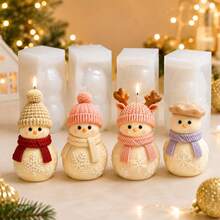 1pc Christmas Snowman Candle Silicone Mold, Christmas Snowman Shape, Suitable For Candles/Soaps/Plaster Decorations, Easy Demolding, Multi-Functional Mold. Suitable For Christmas/Winter Decoration/Christmas Party, Ideal For DIY Craft Enthusiasts - A-White - View 9