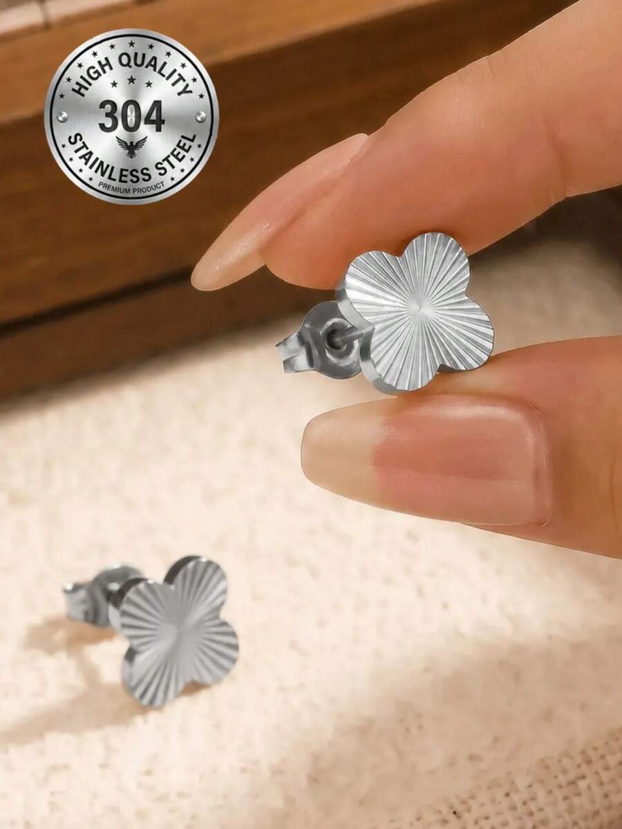 Stainless Steel Clover Earrings, Unisex, Perfect Gift For Girlfriend, Friend And Couple