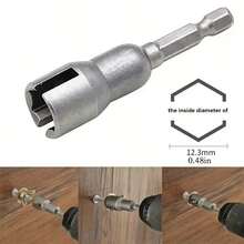Hex Shank Open End Socket, Electric Drill Nut Remover Socket Bit - A - View 5