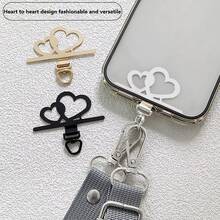 3D Rotating Heart-Shaped Metal Phone Lanyard Adapter, Metal Connector Plate, Ultra-Thin, Does Not Affect Phone Charging, Anti-Loss Phone Accessory For Outdoor Use, Hands-Free, Suitable For Various Phone Cases - Multicolor - View 7