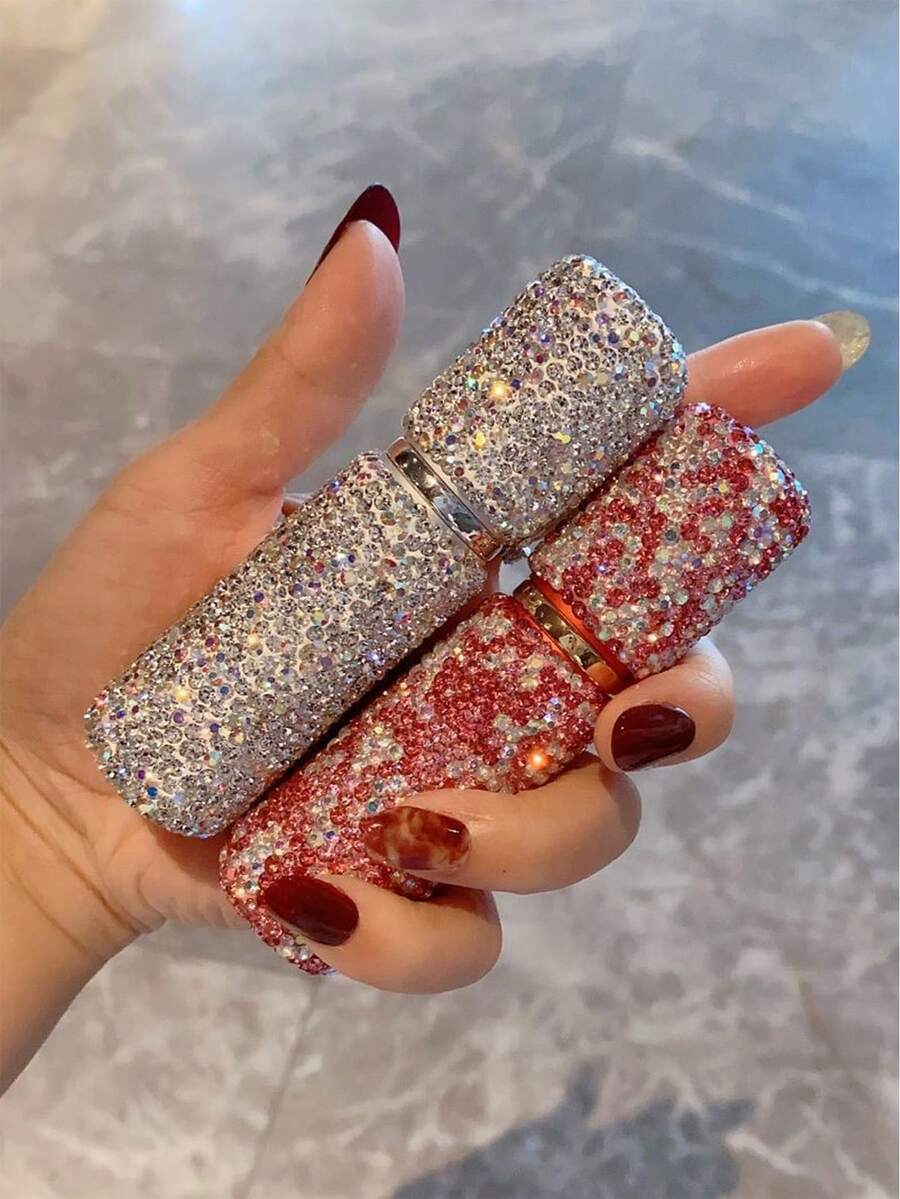 1pc 5ml Perfume Spray Bottle, Rhinestone Decor/With Keychain, Portable Perfume Refill Bottle, Liquid Storage Bottle, Bottom Fill, Self-Pump, Reusable Spray Bottle, Portable Cosmetic Bottle, Suitable For Home Use