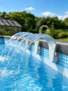 Pool Outlet Fountain Waterfall Nozzle, Easy Installation Wide Mouth Design For Smooth Water Flow, Durable With Multiple Color Options, Suitable For Home Backyard Above-Ground Frame Fountains, Above-Ground Pools, In-Ground Pools, Pond Filling, Livestock Water Tanks And Troughs, Providing A Refreshing Water Feature Experience, Set Includes Cleaning Brush And Leaf Skimmer Net, Convenient Storage And Multi-Functional - Multicolor - View 9