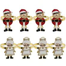 6pcs/Set Unisex Elderly Napkin Rings, Christmas Napkin Holders, Home Tabletop Decor, Dining Table Napkin Decoration, Suitable For Holiday Party Table Decor, Restaurant Tabletop Display, Christmas Gift Category: Napkin Rings - Multicolor - View 11