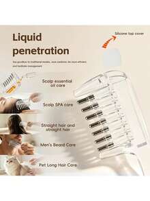 Transparent Scalp Hair Oil Applicator Comb, Visible Liquid Reservoir + Roller Metal Teeth Liquid Dispensing Comb, Suitable For Hair And Beard Care, Unisex Hands-Free Essential Oil Massage Comb - 1 Set - View 9