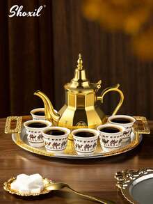 shoxil 1/6pcs Small Ceramic Coffee & Tea Cups, Decorative Camel Print Ceramic Cups, Traditional Arabic Design, Smooth Glazed Drinkware, Suitable For Daily Use, Family Gatherings, Ramadan Events, Home Use And Cultural Gift Giving - Cup - View 6