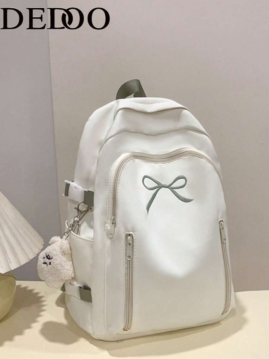 Dedoo Portable Cartoon Pendant Backpack, Large Capacity, Student School Bag, Suitable For Outdoor Travel, Back To School, University Campus Use
