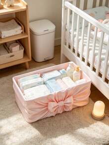 Bowknot Decor Storage Box Drawer Organizer Basket Cute Desktop Storage Bucket Suitable For Baby Clothes, Socks, Hair Accessories, Nursery Storage Organizer Box - Multicolor - View 1