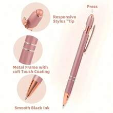 21pcs Metal Retractable Ballpoint Pens With Touchscreen Stylus Tip, Smooth Writing, Non-Slip Grip, Suitable For Multiple Devices, Ideal For Daily Use And Educational Purposes - Multicolor - View 4
