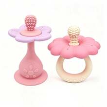 2PCS/Set Mainan Gigit Bayi Berbentuk Bunga + Mainan Meja Bayi Berbentuk Bunga, Alas Hisap Kuat, Dapat Ditempelkan di Meja atau Kamar Mandi, Desain Empeng Berbentuk Bunga, Mainan untuk Mengonsumsi Gusi Bayi yang Sedang Tumbuh Gigi - MultiWarna - View 11