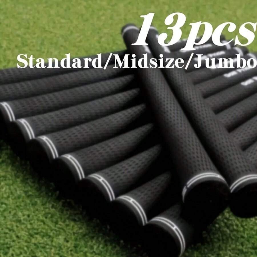 Set Pegangan Stik Golf Pola Saling Terkait 13 Buah - Bahan Karet Premium, Cocok Untuk Pria Dan Wanita - Hitam - View 1