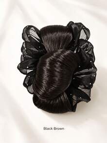 topshiny 1pc Fluffy Messy Bun Hair Extension With Claw Clip, Butterfly Mesh Bun Hair Piece, Voluminous Low Bun Updo Wig For Women - Multicolor - View 8