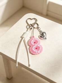 MIYIN 3D Printer Number Bag Charms(0-9),Cute Bubble Letter Pendant For Handbags With Key Ring & Heart Decoration,Unisex,Bag Charms Accessories For Backpack - Pink - View 19