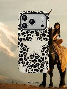 GIIPPA 1pc Leopard Print Base With White Star Pattern Design, Phone 17 Pro Max Phone Case, Compatible With Phone 16 Pro Max, 15 Pro Max, 14 Pro Max, Korean High-End Fashion Fun Phone Case, Compatible With 11/12/13/14/15/16 Pro Max Plus, Elegant Design Suitable For Men And Women, Perfect Gift For Girlfriend On Christmas, Valentine's Day, Easter, Wedding Season And Birthday! - White - View 9