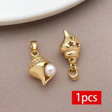 1pc 18K Gold Plated Marine Life Ocean Animals Charms Cubic Zirconia Pendants Starfish Seahorse Shell Turtle For DIY Necklace Jewelry Making - Gold - View 14