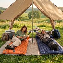 1pc Portable Outdoor Inflatable Mattress PVC Material Single Person Press-To-Inflate Sleeping Pad Suitable For Camping Travel Outdoor Indoor Foldable Inflatable Mattress Sleeping Pad - Single Sleeping Mat - View 3