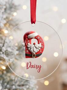 Customize 1 Personalized Santa Claus Hat Acrylic Decoration - Customized Name, Circular Christmas Acrylic Decoration, Holiday Gift For Family And Friends - Multicolor - View 3