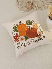 1件感恩節米色南瓜楓葉花卉刺繡枕套,感恩節 Hello Pumpkin 刺繡枕套,適合室內裝飾,感恩節裝飾,四季通用枕套,不含枕芯 - 米色 - 查看 8