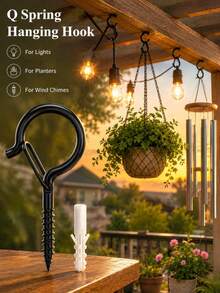 12pcs Q-Shaped Clip Hooks, Outdoor String Light Hooks, Windproof Screw Hooks, For Hanging Outdoor String Lights, Christmas Lights, Plants And Hanging Baskets - One Size - View 3