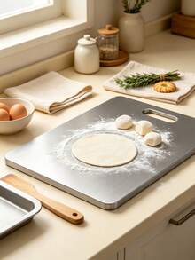 3pcs/1pc Silver Stainless Steel Cutting Board, Odor-Resistant, Stain-Resistant And Rust-Resistant, Kitchen Accessory, Kitchen Gadget, Essential Kitchen Item. Suitable For Large Cutting Board For Meat, Fruit, Vegetable, Bread And Baking Food On Kitchen Countertop, Easy To Clean And Durable, Christmas/Back To School. - Silver - View 3