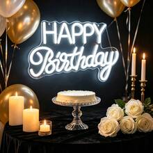 Happy Birthday LED 霓虹燈 生日派對氛圍裝飾燈 USB 發光燈牌 - 單色 - 查看 2