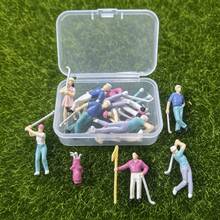 1:50 Hand Painted Mini Golfer Figurines, Tiny Golf Player Mini Figures With Golf Bag Flag, Dollhouse Mini Accessory, Mini Golf Diorama Layout Decor, Hobby Model Collection Gift(Random Color) - 1:50 Golf Ball Color Figure Set - View 6