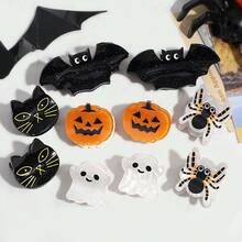 1pc New Halloween Fashion Bat Pumpkin Spider Ghost Black Cat Hair Claw Clip Hair Accessory - Multicolor - View 2