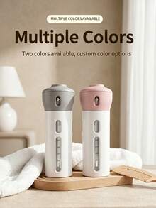 4 زجاجات موزع للسفر، حاويات مستحضرات تجميل مانعة للتسرب متوافقة مع أمن الطيران، زجاجات موزع الشامبو واللوشن بنوع الضغط والمفتاح الدوار مع نافذة مرئية، زجاجات مستحضرات تجميل محمولة قابلة لإعادة الاستخدام، مناسبة للطائرة ورحلات العمل والعطلات، متوفرة باللون الرمادي والوردي - متعدد الألوان - مشاهدة 7