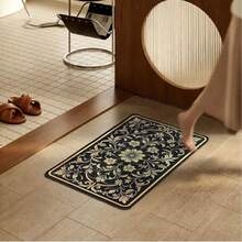 1pc Baroque Vintage Gold Leaf Pattern Gold Diamond Velvet Rug, Luxury European Style Rectangular Kitchen Entrance Mat, Soft And Easy To Clean, Hallway Entryway Doormat, All-Season Home Decor Carpet - Multicolor - View 8