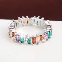1pc Geometric Asymmetric Design Cubic Zirconia Inlaid Women's Ring Casual Gift - Multicolor - View 9