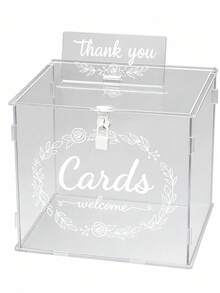 Elegant Acrylic Wedding Card Box With Lock - Transparent Guest Book Box, Suitable For Graduation, Birthday Party And Gift Storage Box - Multicolor - View 6