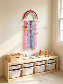 Rainbow Macrame Hair Clip Holder Wall Hanger, Baby Girls Hair Accessories Storage Organizer For Nursery Room Decor - Multicolor - View 8