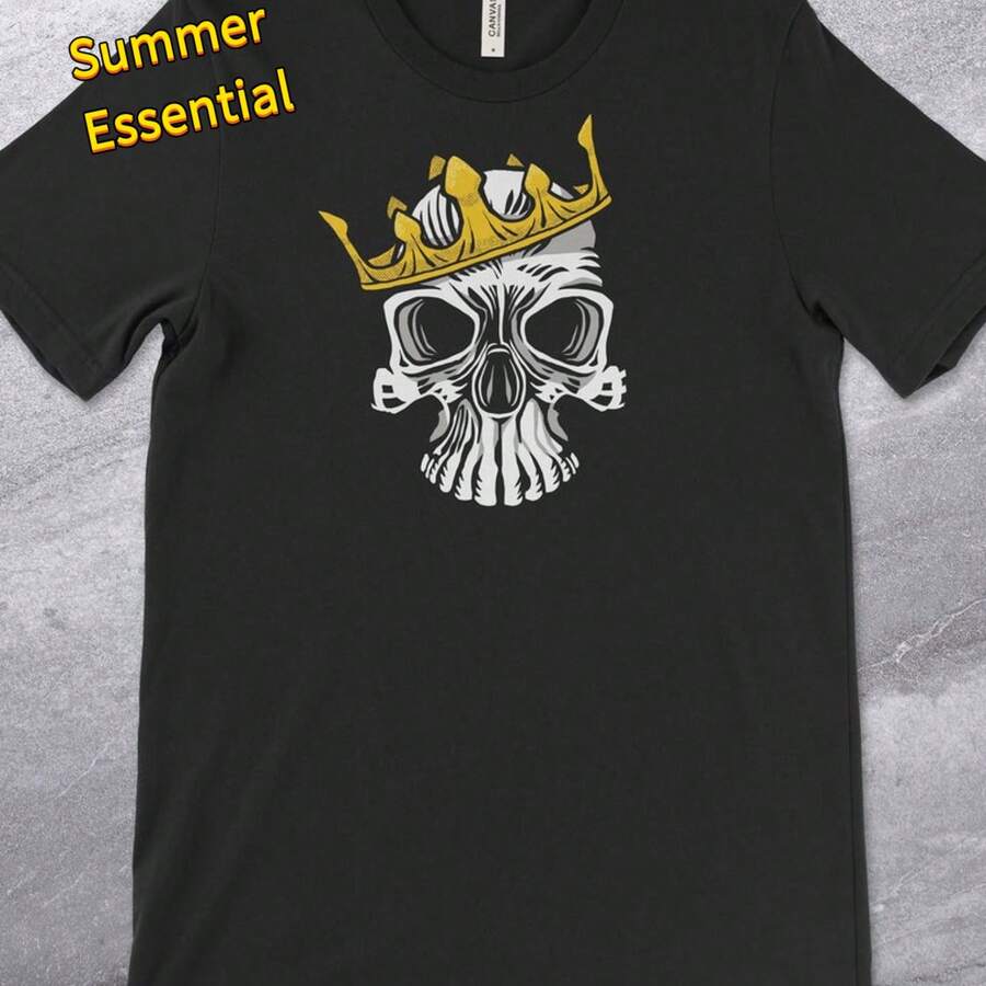 Skull Crown Pattern T-Shirt - Black - View 1