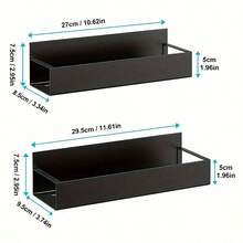 1/2pcs Magnetic Side Storage Rack, Suitable For Refrigerator And Washing Machine, No Drilling Required, Stylish Black Metal Surface, Wall-Mounted Spice Rack, Perfect For Storing Laundry Supplies - Multicolor - View 7