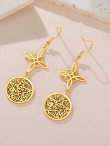 LIKGREAT 1pc Stainless Steel Tetragramaton Pendant Earring For Women Amulet Protection Earrings With Witch Knot Charm Jewelry - Fashion Series - View 5