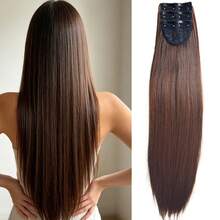 3-Piece 4-Layer Jacquard Seamless Edged Hair Extensions For Women, Long Hair Volume Booster, Fluffy 3-Piece Hair Extensions, 1-Piece Invisible Clip-In Hair Extensions, Hair Accessories, Wig - Black - View 11