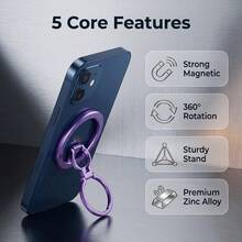 1 buah Dudukan Ponsel Meja Magnetik Lipat, Sangat Tipis, Daya Magnet Kuat, Dapat Berputar 360°, Dudukan Ponsel Cincin, Bahan Paduan Logam, Portabel Universal, Desain Dekorasi Meja, Kompatibel dengan Ponsel Android, Hadiah Ulang Tahun, Hadiah untuk Keluarga dan Teman - MultiWarna - View 7