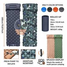1pc Portable Outdoor Inflatable Mattress PVC Material Single Person Press-To-Inflate Sleeping Pad Suitable For Camping Travel Outdoor Indoor Foldable Inflatable Mattress Sleeping Pad - Single Sleeping Mat - View 9