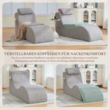 Modern Leisure Armchair With A Unique Design, Ergonomically Shaped, Made Of Highly Elastic Compression Foam. Removable Seat Cushion And Side Pocket For Comfortable Sitting In Everyday Life. Light Gray, 160 X 66 X 90 Cm - Light Grey - View 9