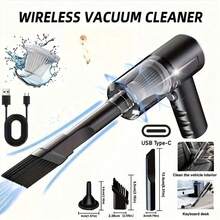 This Compact And Portable Vacuum Cleaner Features Powerful Suction, A Built-In 1800mAh Type-C Rechargeable Battery, Low-Noise Air Purification Function, And Comes With Multiple Nozzle Attachments, Making It Perfect For Car Cleaning, Keyboard Cleaning, And Home Cleaning. - A - View 3