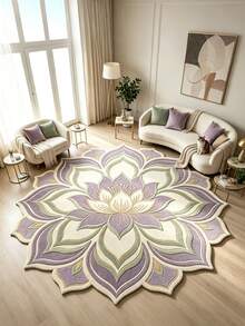 1pc Purple Lotus Flower Shaped Decorative Rug, Floor Mat, Carpet, Living Room Carpet, Bedroom Carpet, Universal Carpet - Multicolor - View 1