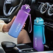 1個大容量磨砂塑料水瓶 - 600ml，輕巧便攜，附刻度，適合戶外運動和辦公室使用 - 運動水瓶，適合運動和健身時飲用 - 彩色 - 查看 9