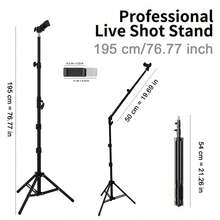 Adjustable Floor Tripod With Rotating Telescopic Arm And Phone Holder, Adjustable Height And Angle, Suitable For Smartphone Photography, Live Streaming, Video Recording, Cooking, Painting And Food Photography, Stable Structure - View 7