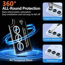 Eagle Eye CD Pattern Lens Protector Film, Compatible With Samsung Galaxy S26/S26 Plus/S26 Ultra/S25 FE/25 Edge/A07/A17/A26/A36/A56/A57/A37 Camera Lens Protector, Lens Protector Film, Lens Protector Pad, Full Coverage High Definition Protection, Scratch-Resistant Tempered Glass, Bubble-Free Adhesive, Clear Photos, Fashionable Decoration, Easy Installation, Durable, Stylish And Beautiful, Waterproof, Shockproof, Scratch-Resistant - Blue - View 3