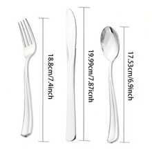 Silver Cutlery Set - Includes Forks, Spoons - Reusable Heavy Duty Western Tableware Set, Suitable For Dining, Parties, Dinners, Weddings - Silver - View 5