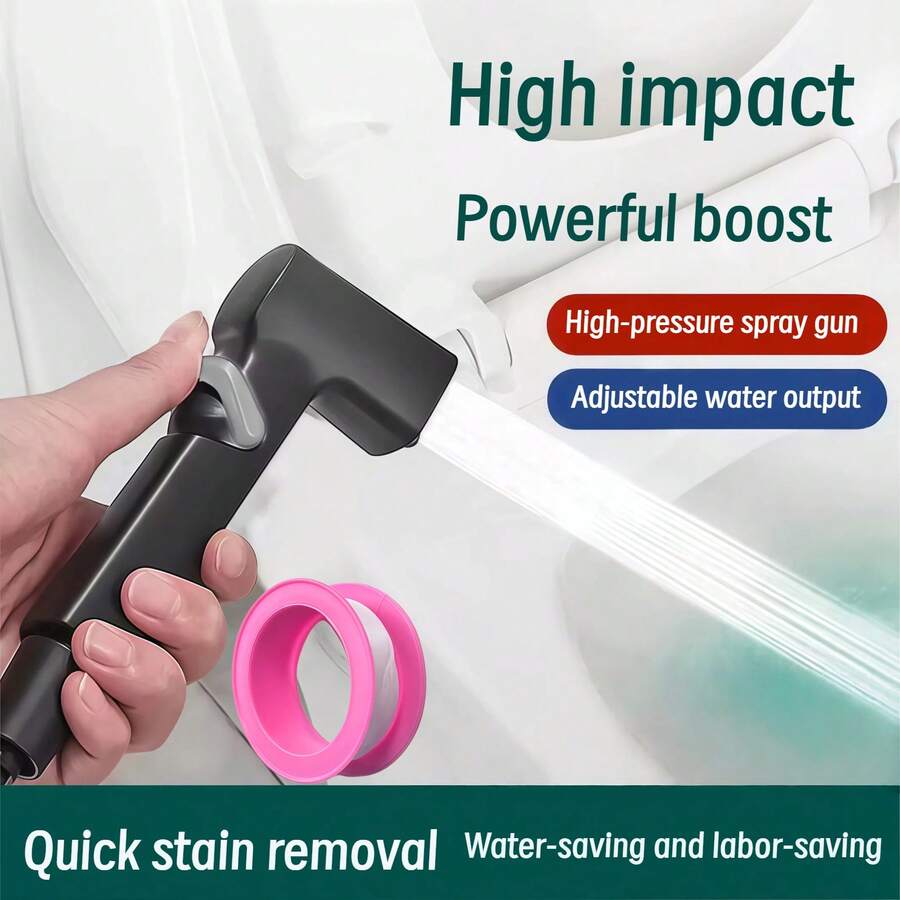 Square Tip Small Spray Gun + Tape, Toilet Companion No-Press Spray Gun Faucet, Bathroom Bidet Sprayer, Pressurized Handheld Shower Head Water Gun, For Shower Use Only