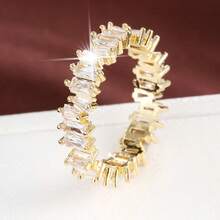 1pc Geometric Asymmetric Design Cubic Zirconia Inlaid Women's Ring Casual Gift - Multicolor - View 26