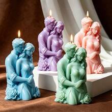 Embracing Couple Candle Silicone Mold 3D Romantic Design Floral Decoration Wedding Plaster Mold DIY Aromatherapy Wedding Decor Handmade Resin Candlelight Dinner Ornament Creative Figure Shape Souvenir Gift Confession Gift - A - View 5